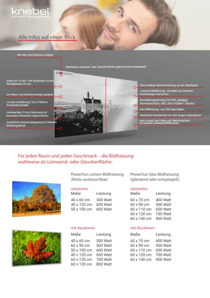 KNEBEL Infrared Photo Heating PowerSun 600W - Canvas frameless