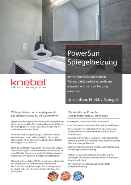 KNEBEL Infrared LED-Mirror-Heating PowerSun 700W - Mirror Chrome