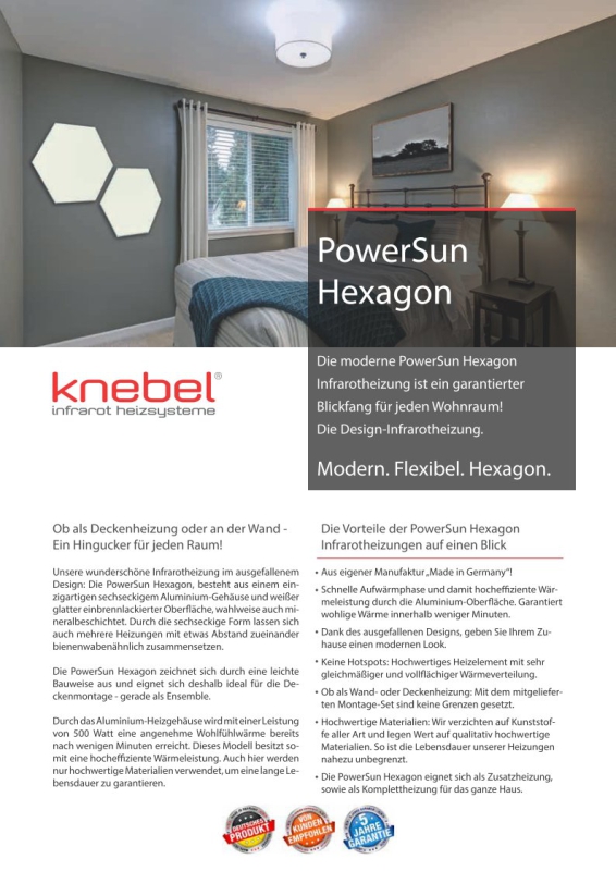KNEBEL Infrared Heating PowerSun Hexagon 500W